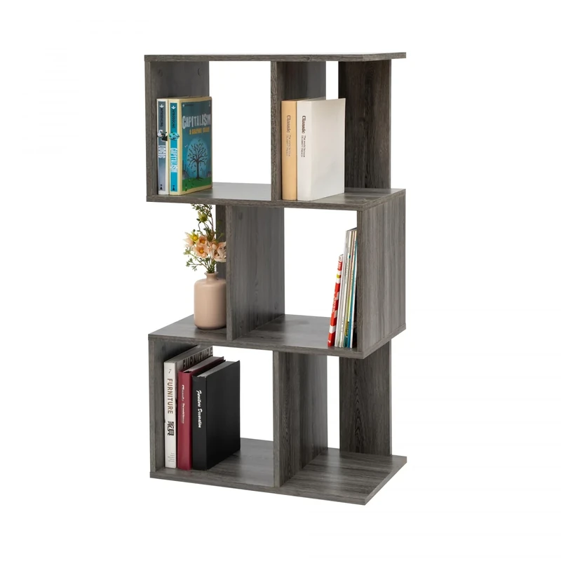 Iris Ohyama, Decorative display shelf/Floating Shelves/Wooden Display shelf/Display rack with 3 Shelves, Design,Modern,Modular, Office,Bedroom,Living Room, Library - Display Shelf - SRK-W3 - Grey Oak