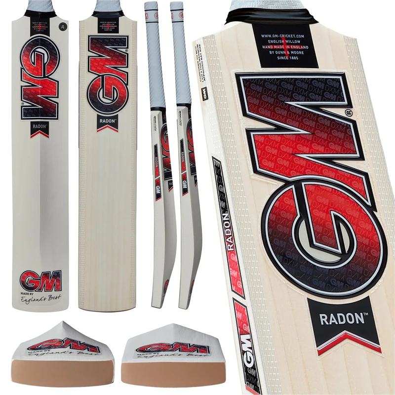 GM | Cricket Bat | Radon | Prime English Willow | DXM, ToeTek, Grained DuraCover | Size 1 Suitable for Players 120-129cm / 3' 11" - 4' 3" | Gunn & Moore
