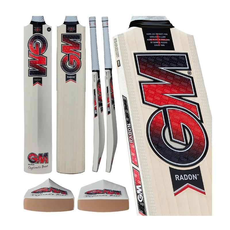 Gunn & Moore GM Cricket Bat | Radon | Prime English Willow | DXM, ToeTek, Grained DuraCover | Harrow Size Suitable for Players 163-168cm / 5' 4" - 5' 6"