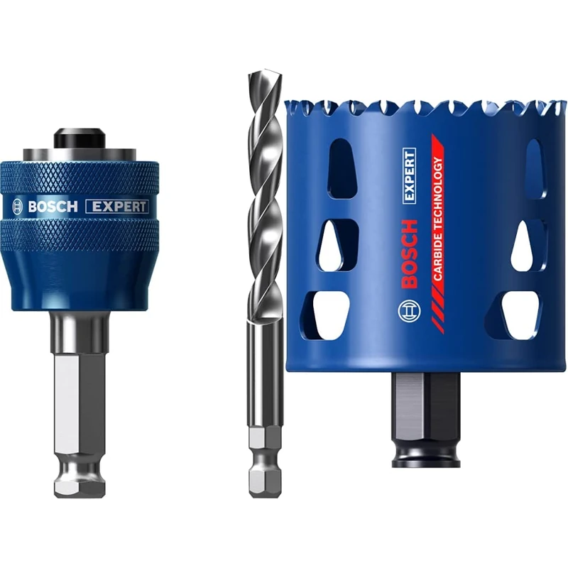 Bosch Professional 1x Expert Power Change Plus Hole Saw System Adapter (Ø 7,15 mm) + 1x Expert Tough Material Hole Saw (for Wood with Metal, Ø 68 mm, Accessories Rotary Impact Drill)
