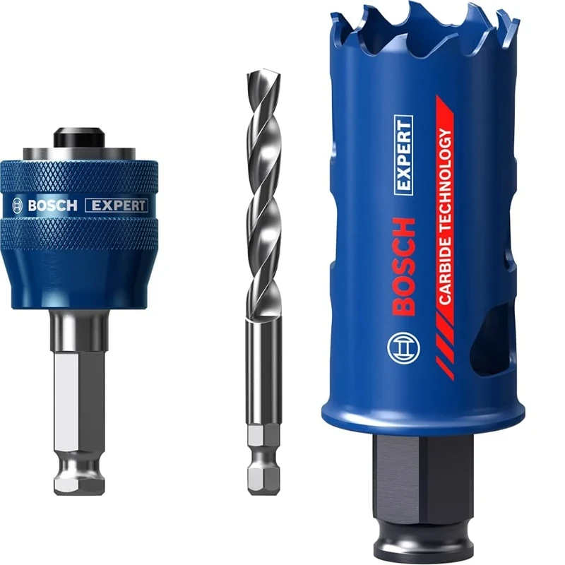 Bosch Professional 1x Expert Power Change Plus Hole Saw System Adapter (Ø 7,15 mm) + 1x Expert Tough Material Hole Saw (for Wood with Metal, Ø 35 mm, Accessories Rotary Impact Drill)