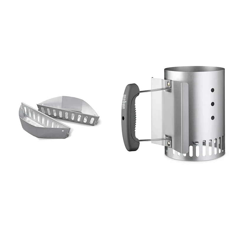 Weber 7403 Char-Basket Charcoal Briquet Holders & Rapidfire Barbecue Chimney Starter, 15cm | Aluminium BBQ Fire Starter with Two Safety Handles | BBQ Charcoal Burner in Steel | Weber