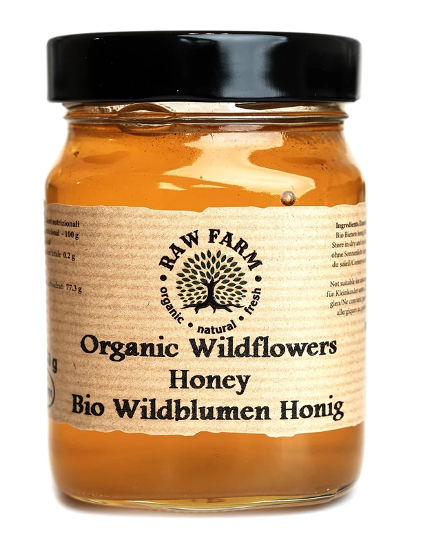 450 g Organic Raw Wildflowers Honey – Single Sourced, Pure and Natural, Directly from the RAW FARM Beekeepers (450, Wildflowers Honey)
