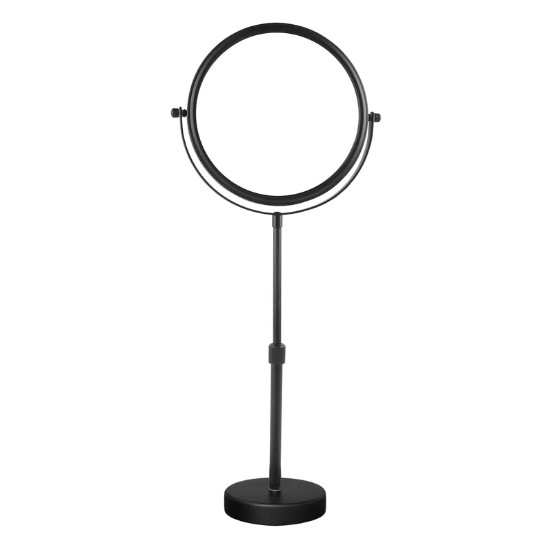 Nicesail Adjustable Height Table Top Mirror Black Magnifying Mirror on Stand 5x Bathroom Shaving Mirrors Free Standing Swivel Double Sided,Ø 20cm