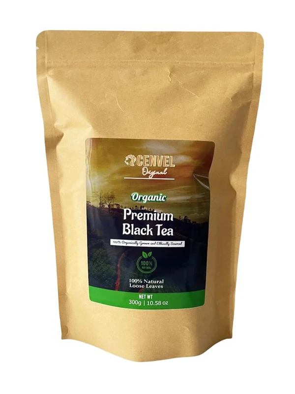 CENVEL® Organic Ceylon Black Tea | Freshly Harvested Pure Natural Leaves | Eco Friendly Packaging | Serve as ICED or Brew Hot (Loose Leaf, 300g)
