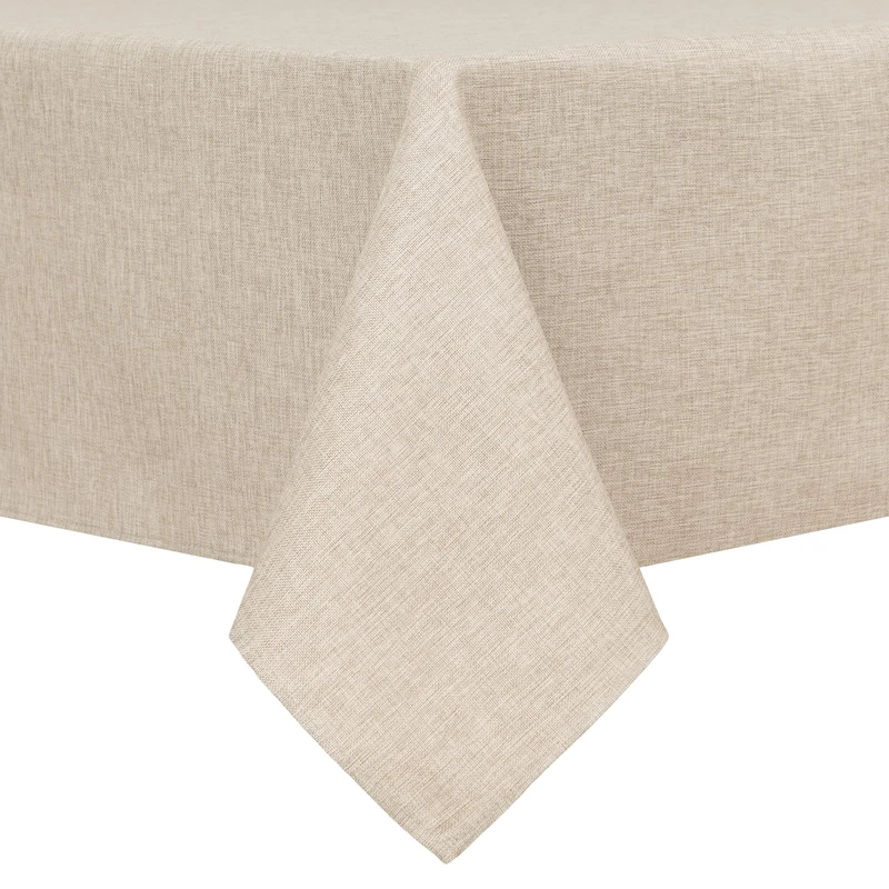 Hiasan Faux Linen Rectangle Tablecloth - Wrinkle and Stain Resistant Washable Table Cloth for Kitchen Dining Room Holiday Table Cover for Party Dinner, Beige, 90 x 132 Inch