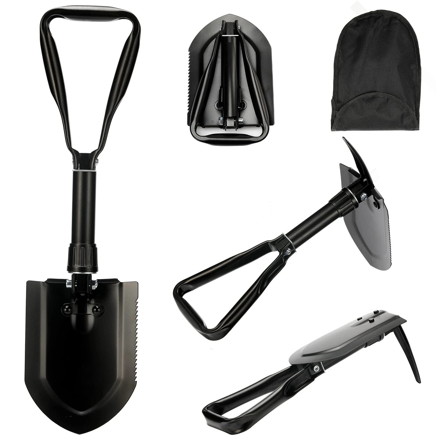 Folding Snow Shovel23 In,Portable Folding Shovel,50# High-Carbon Steel Entrenching Tool For Garden Camping Hunting Hiking,Snowmobiles Fishing Off-Road,Car Emergency, Gifts For Men