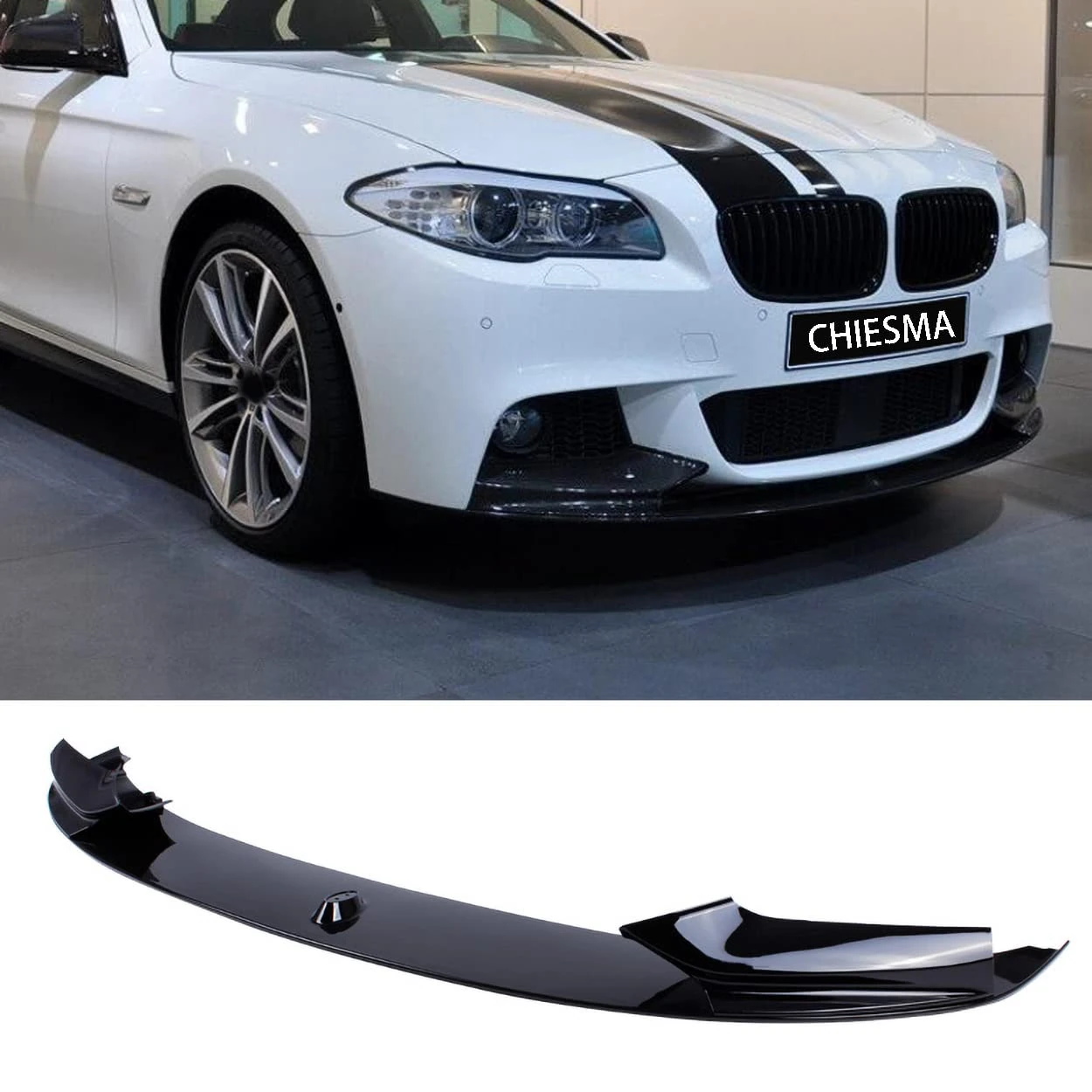 CHIESMA,Front Bumper Lip Compatible with 2011-2016 BMW 5 Series F10 M Sport ABS Gloss Black Front Bodykit Spoiler Splitter