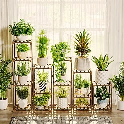 Bamworld 5 Sets of Package Plant Stand Combo Indoor Outdoor Plant Stand for Living Room Balcony Garden