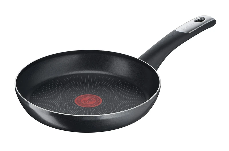 Tefal C38806 Hard Titanium Essential Frying Pan 28 cm | Non-Stick Coating with Titanium Particles | Thermal Signal Temperature Indicator | Dishwasher-Safe | Made in France | Black