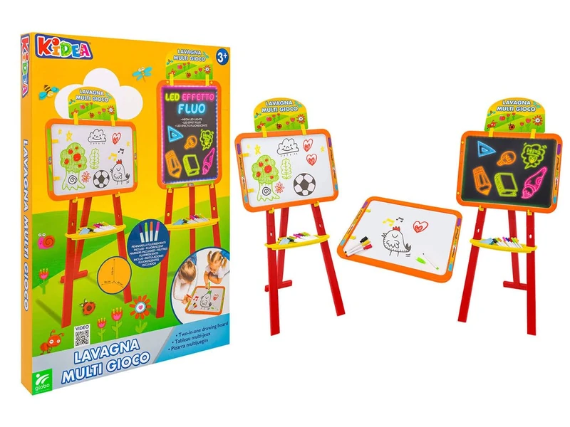 Eichhorn - 100002588 Children's Standing Board with 10 Chalks, 1 Pen and Sponge, Writeable on Both Sides with Shelf, Rotatable, 13 Pieces, 58 x 86 cm, Made of Beech Wood, from 3 Years, Colourful,