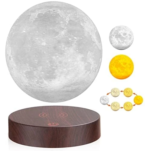 VGAzer Levitating Moon Lamp, 3 Colors Models Floating Moon Lamp, Floating and Spinning in Air Freely Moon Night Light for Unique Gifts,Room Decor, Office Desk Tech Toys