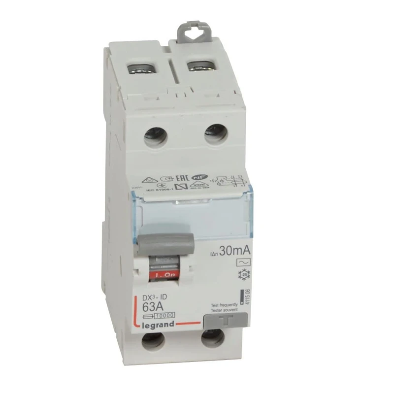 Legrand 411506E Differential Switch 2P 63A 30mA Sensitivity AC Class DX3 White