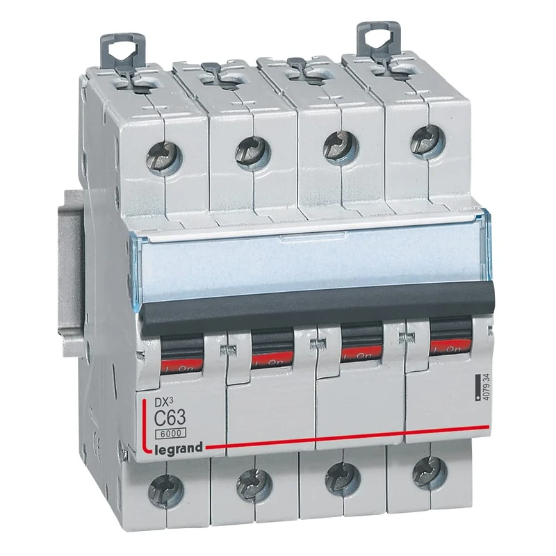 Legrand 407934E, Magnetic Thermal Automatic Switch, 4P, 63A, C Curve, 10 kA, 4 module, DX3 - Image 1