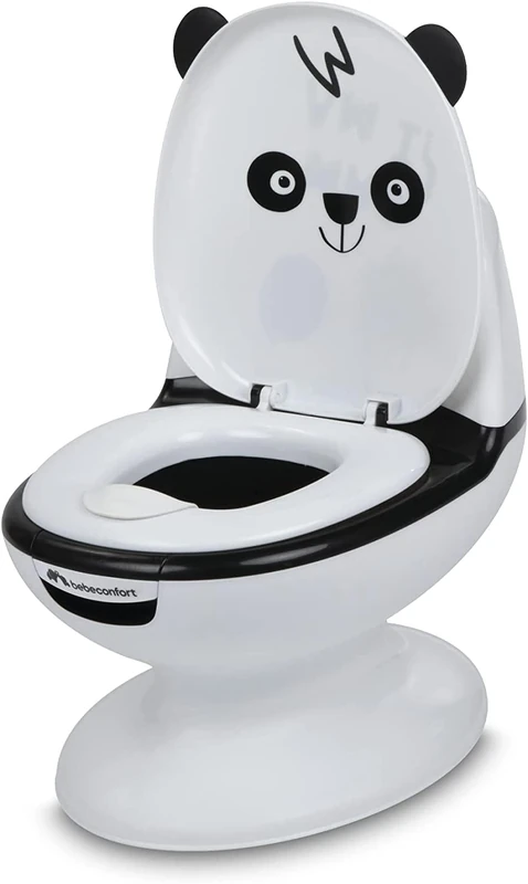 Bebeconfort Mini Size Toilet, Baby Potty Training Toilet, 1 - 3 Years, 0 - 20 kg, Lifelike Design with Splash Guard, Real Flush Sound, Removable Bowl, Easy to Clean, Rubber Foot, Panda