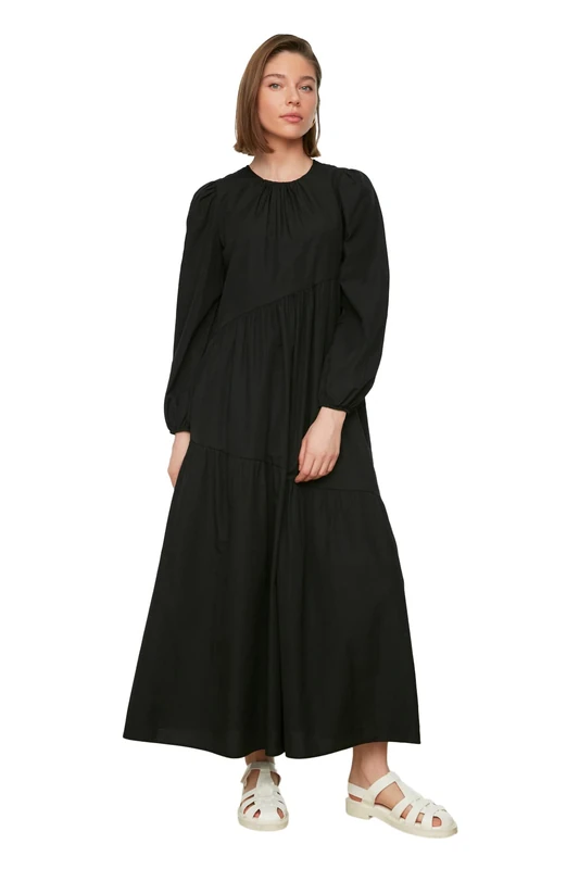 Trendyol Women Modest Maxi A-line Regular Woven Modest Dresses Black