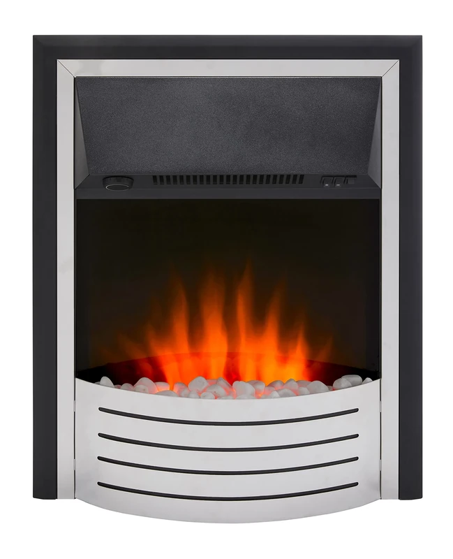 Dimplex Glen Fulford Optiflame Inset Electric Fire, Black and Stainless Steel Contemporary Flame Effect Fire, 2KW Adjustable Fan Heater