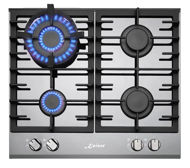 Kaiser Grand Chef Turbo Gas Hob | 58cm White Glass 4 Burner Cooktop