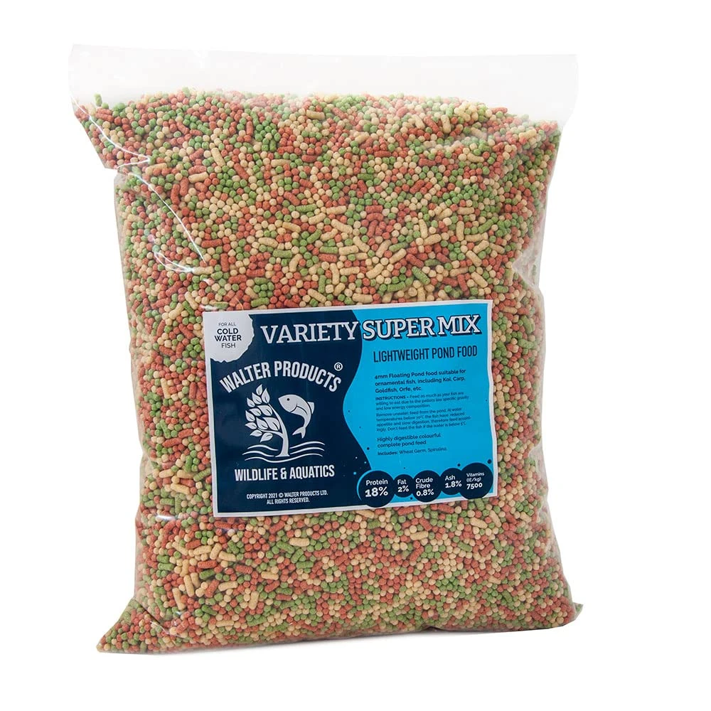 Walters Variety Super Mix (20L Refill Bag) | Pond Fish Food for Goldfish, Koi and all Cold Water Pond Fish | Floating Fish Food Pond Pellets and Sticks