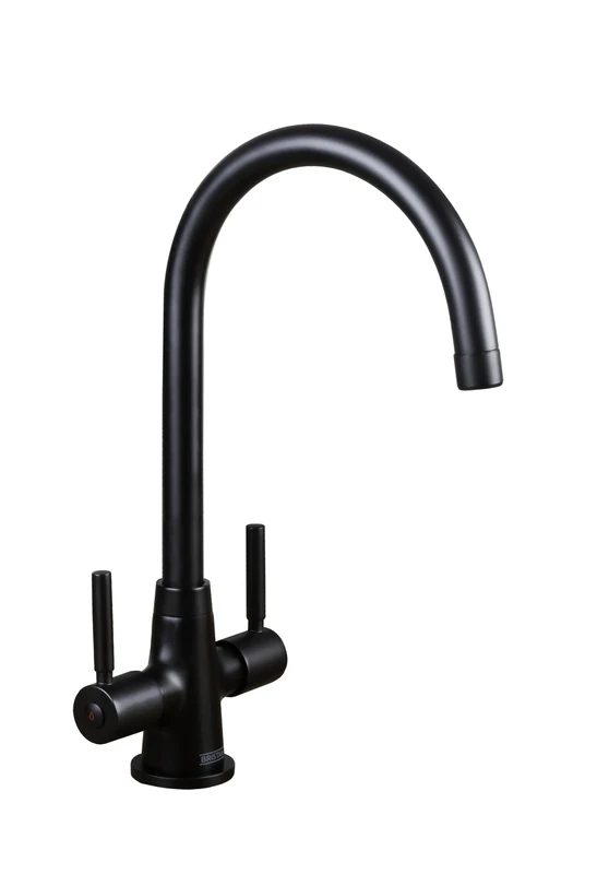 Bristan Monza Kitchen Tap - swivel spout, two lever EasyFit black kitchen sink tap, MZ SNK EF BLK