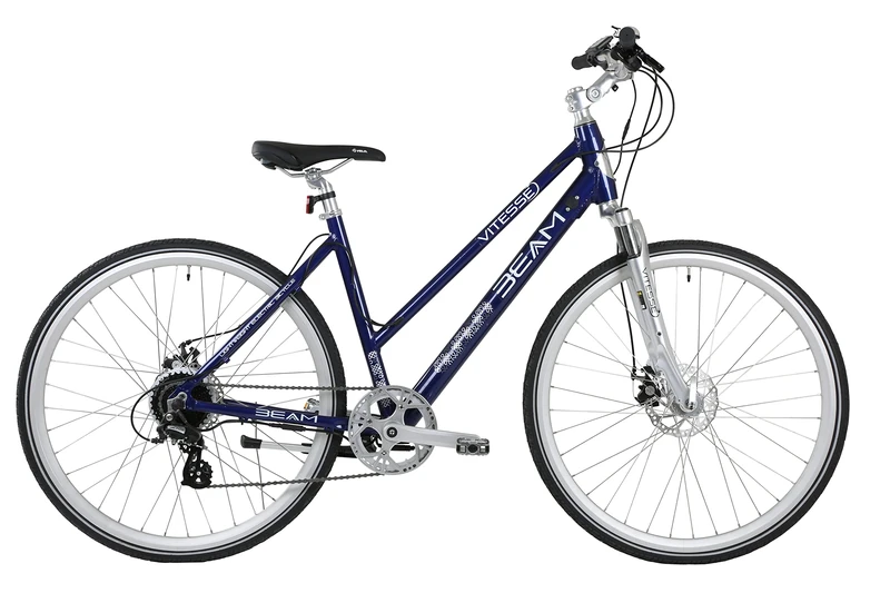 Vitesse Beam Lightweight Electric Bike for Adults, 50 Miles Range, 8 Speed Gears with 250w Rear Motor for a Smooth Comfortable Ride With Gel Saddle & Info Screen, 19” Frame and 700c Wheels