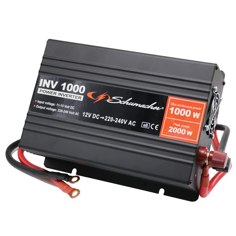 Schumacher INV1000 Inverter Converter 2000W Modified Sine Wave 12V DC > 220V/240V AC - Continuous Power - Overvoltage, Undervoltage, Overload, and Thermal Protection - Fan - Silent