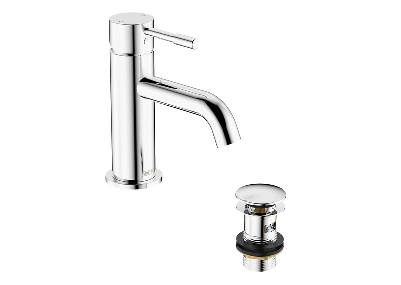 Bristan Mila Basin Mixer Tap with Clicker Waste Chrome (MI BAS C)