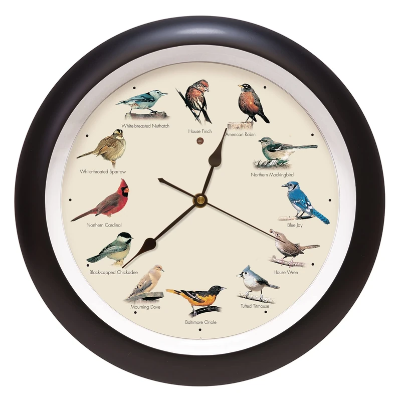 Mark Feldstein Original Singing Bird Wall Clock, 33 cm, Black