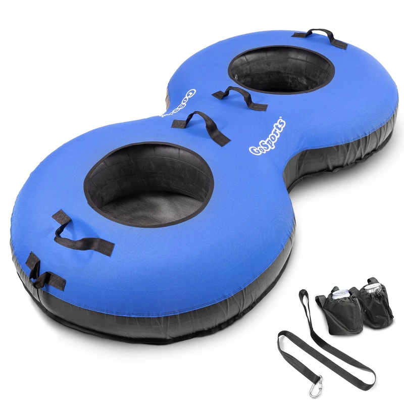 GoSports Heavy Duty 2 Person Floating River Tube with Premium Canvas Cover - Commercial Grade Double River Tube - Blue