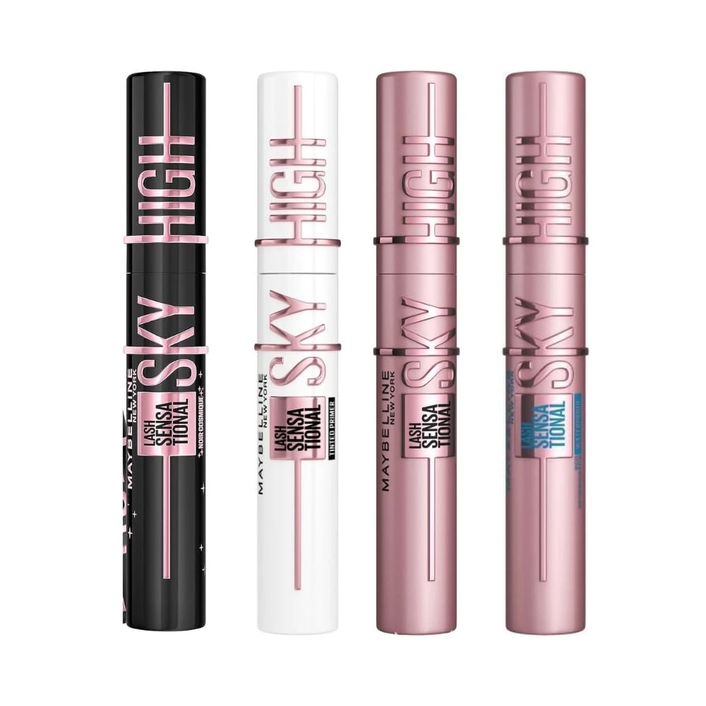 2 x Maybelline New York Lash Sensational Sky High Mascara, Volumising & Lengthening Mascara, Washable Flake-Free Formula Infused with Bamboo Extract & Fibres, 7 ml, Shade: 01, Black