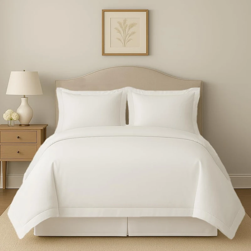 eBeddy Linens Duvet Cover Set Oversized King Plus 120x128 Inch Cotton Soft and Breathable 3 Pieces (1 Duvet Cover & 2 Pillow Shams) Zipper Closure & Corner Ties, White Solid