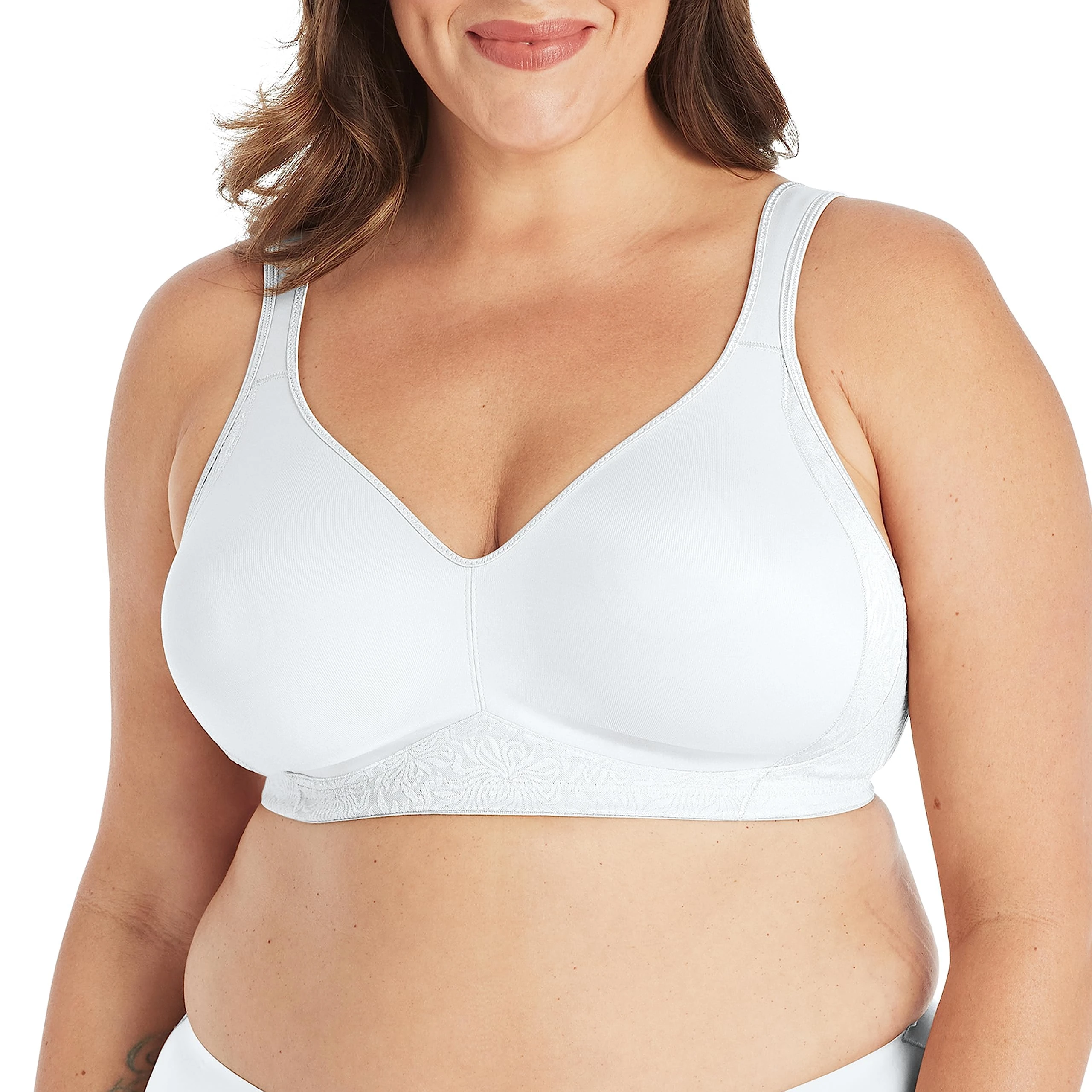 Playtex Women's 18 Hour Side & Back Smoothing Cooling Wireless, 4-Way Support T-Shirt Bra, Single Or 2-Pack, Opaque, 2 Pack-White, 36D (Pack of 2)