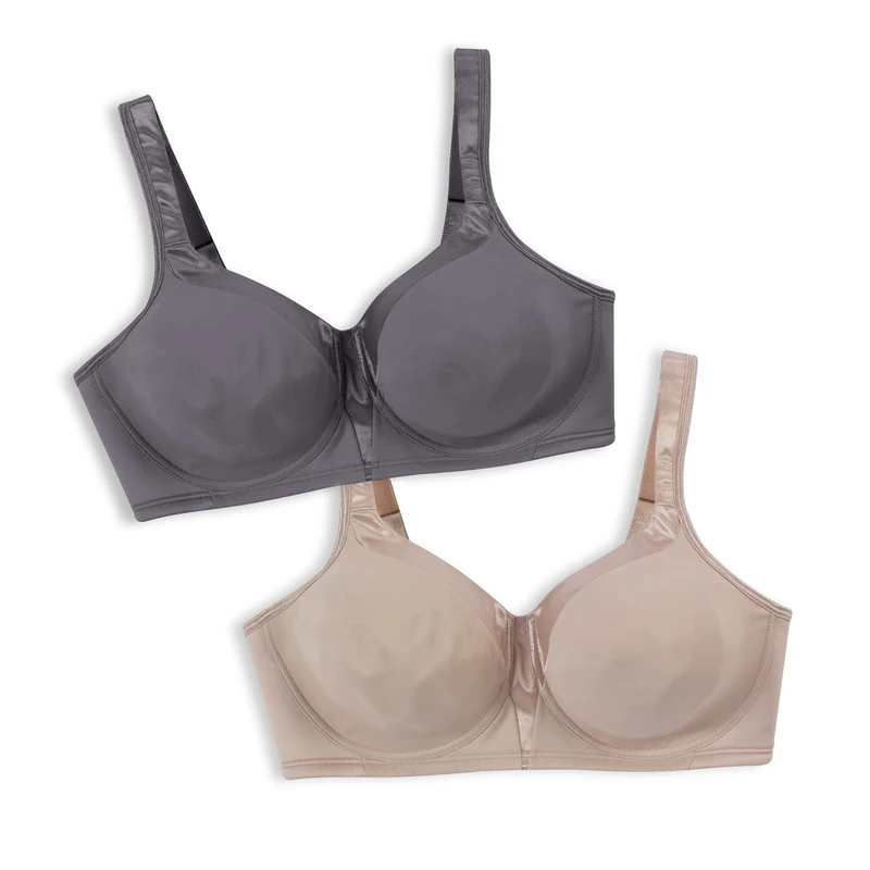 Playtex Women's 18 Hour Silky Soft Smoothing Wireless, Full-Coverage T-Shirt Bra, Single Or 2-Pack, Private Jet/Nude, 36DD