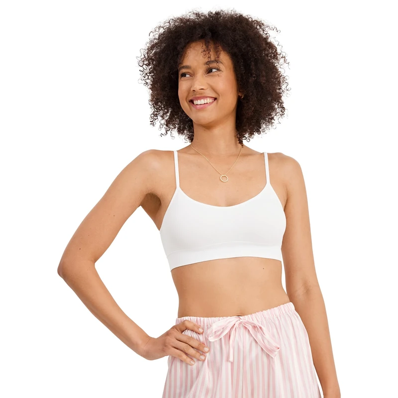 Jockey Women's Bra Seamfree Modern Micro Stretch Cami Strap Bralette, White, XS