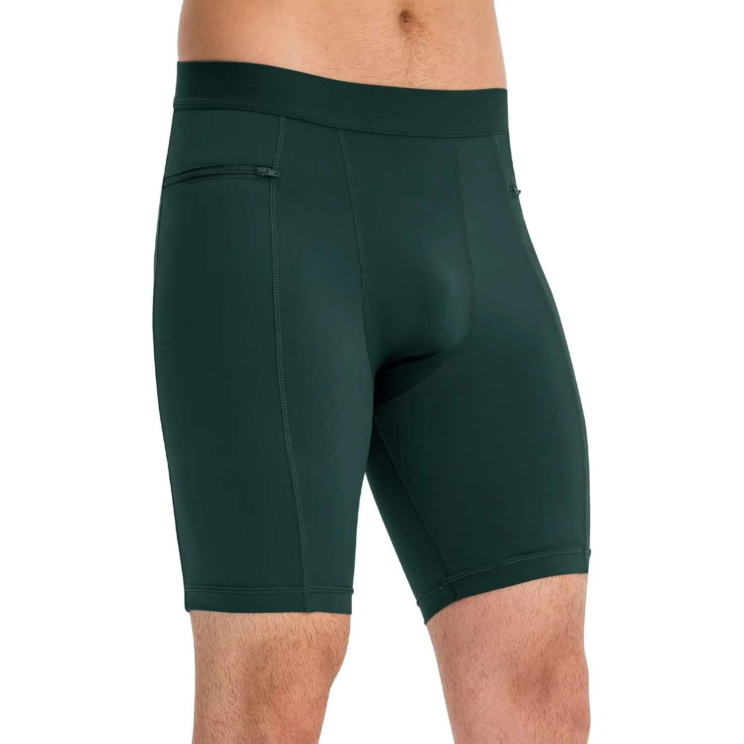 Sillictor Mens Compression Shorts with Phone Pocket Quick Dry High Wicking Cycling Running Underwear Men Tight Sports Shorts Men for Gym Workout,High Wicking Muscle Support 1407 Green M