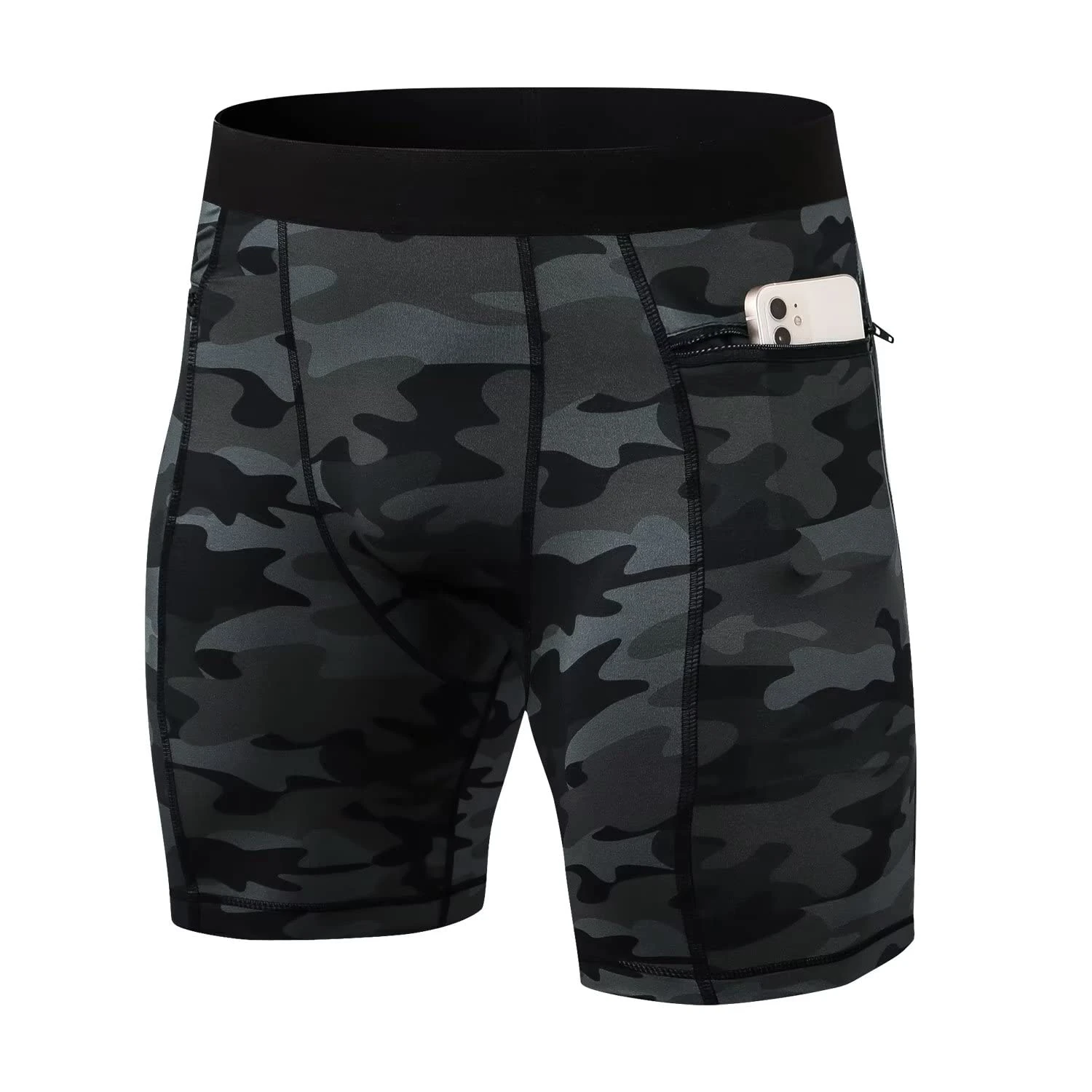 Sillictor Mens Compression Shorts with Phone Pocket Quick Dry High Wicking Cycling Running Underwear Men Tight Sports Shorts Men for Gym Workout,High Wicking Muscle Support 1407 Camo M