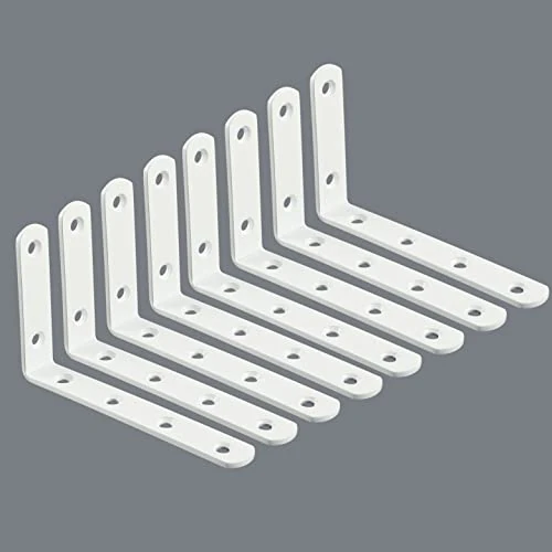 Sayayo Shelf Bracket L Brackets Wall Brackets for Wood Shelves Heavy Duty Shelf Support 125mm*75mm, Stainless Steel Bright White, 8 Pcs, EJ5207W-8P