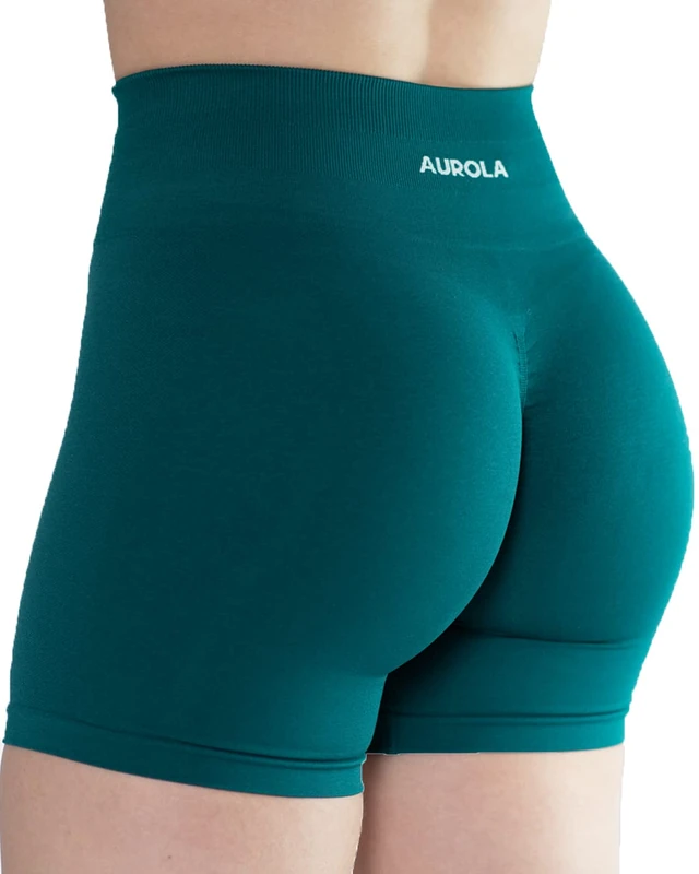 AUROLA Intensify Workout Shorts for Women Seamless Scrunch Shorts Gym Yoga Running Sports Active Exercise Fitness Shorts, deep teal, XL