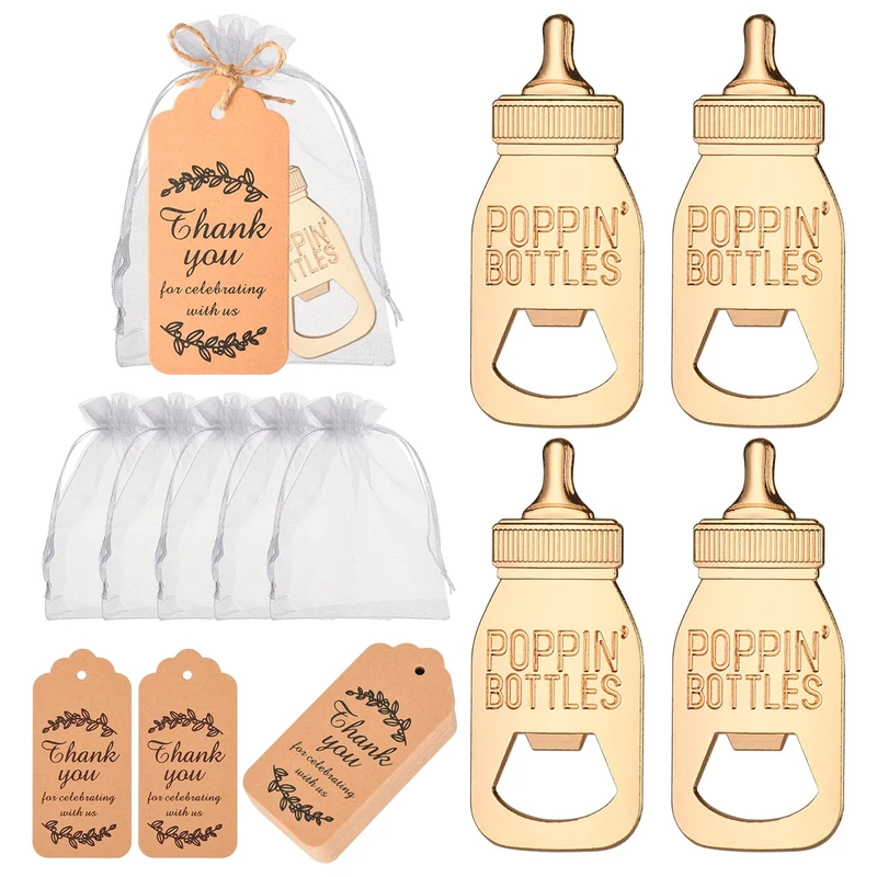 50 Pieces Baby Bottle Openers Cute Poppin Bottle Openers Baby Shower Party Return Gifts for Guests Wedding Party Souvenirs Kids Birthday Party Decorations