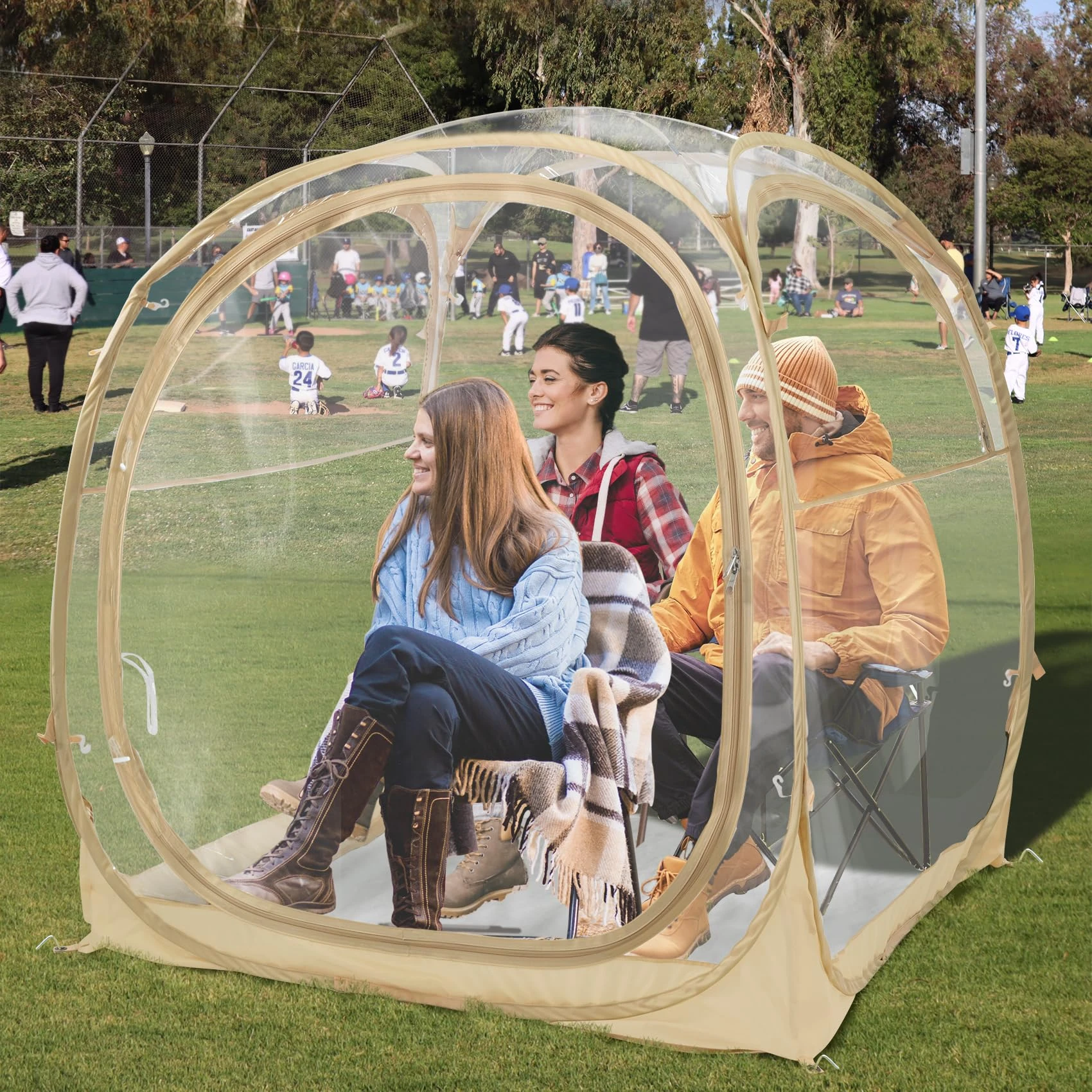 EighteenTek Sports Tent Weather Proof Pod Bubble Tent Outdoor Instant Pop Up Shelter Clear Large Specious 4 Person Lightweight Portable Patent Pending 63"x63"x63"