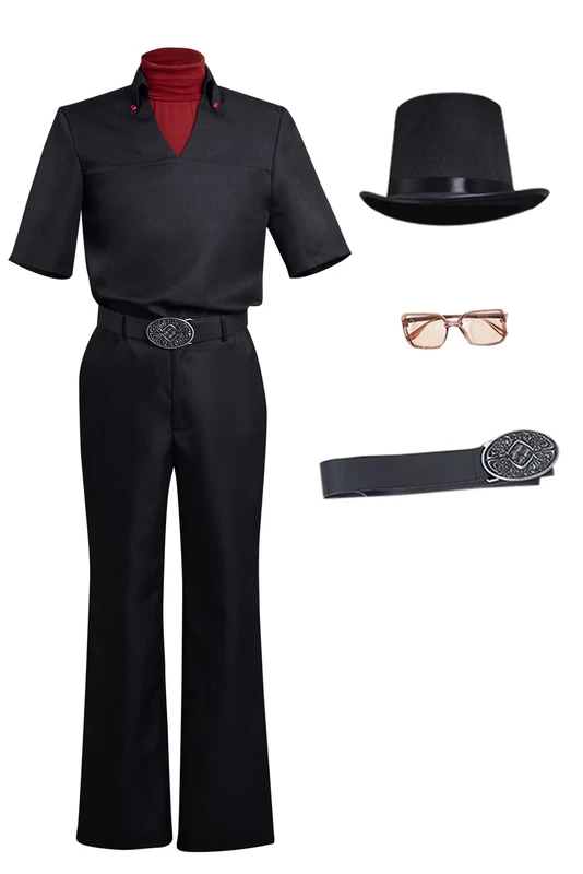 ulesoke Grabber Mask Cosplay Costume Uniform Black Cosplay Shirt Pants Suit Full Set with Hat