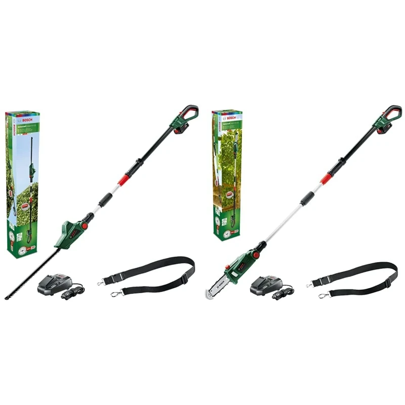 Bosch 06008B3070 Cordless Telescopic Hedge Trimmer UniversalHedgePole 18 (1 Battery, 18 Volt System)& Cordless Pruner UniversalChainPole 18 (Battery 2.5 Ah, 18 Volt System,)