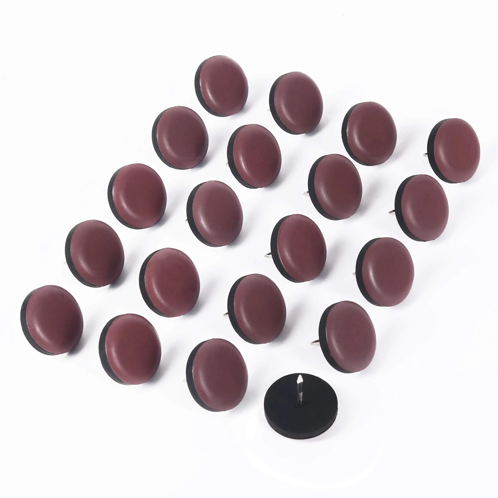 GINOYA Teflon Furniture Sliders, 20pcs 25mm Furniture Glides with Nail for Easy Moving on Carpet Hardwood Tile (Coffee)
