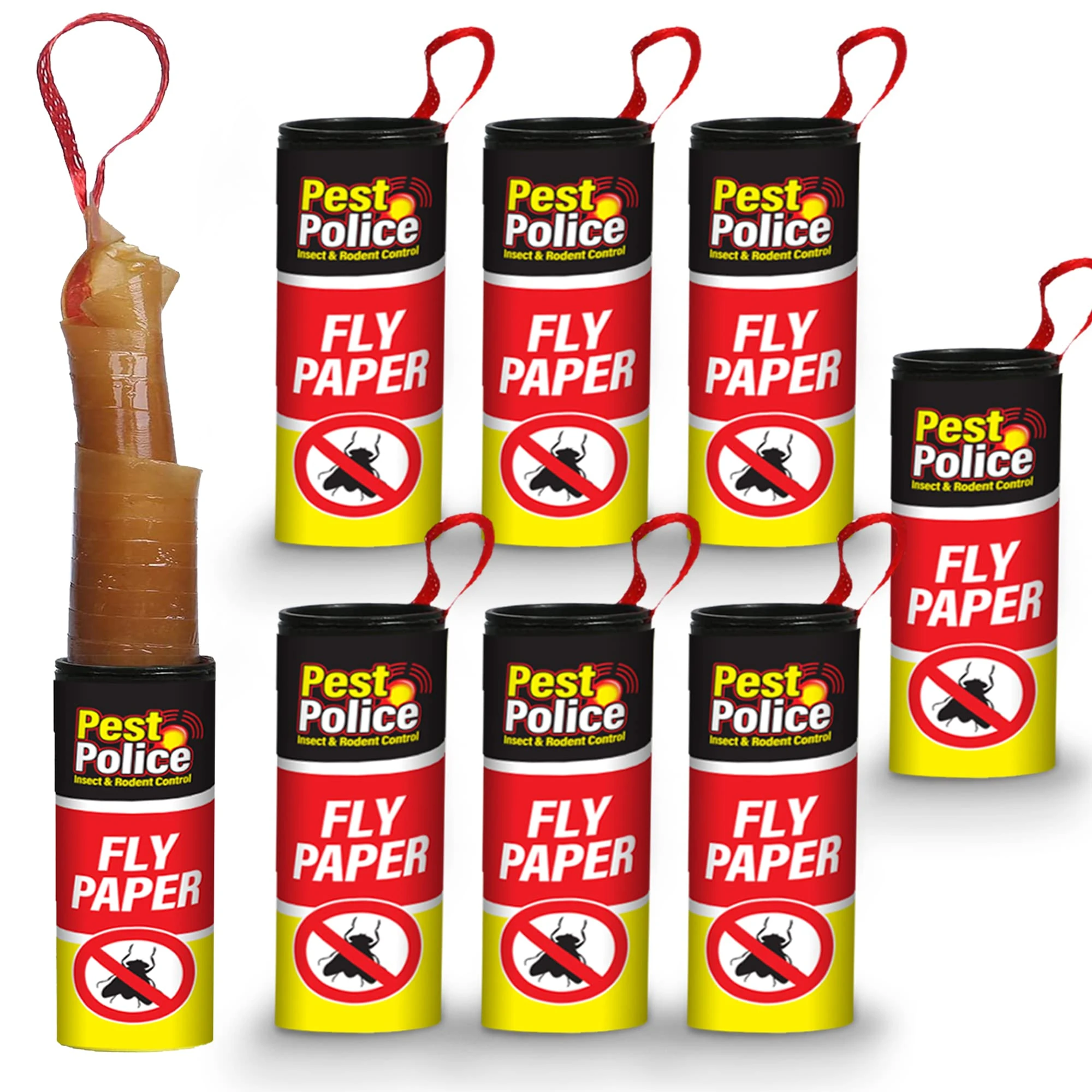 SOL 8pk Fly Paper, Hanging Sticky Strip Rolls for Indoor or Outdoor Traps, Effective for Plants or Fruit Flies, Flypaper Tape Catcher, Strong Adhesive, Ideal for Home Pest Control