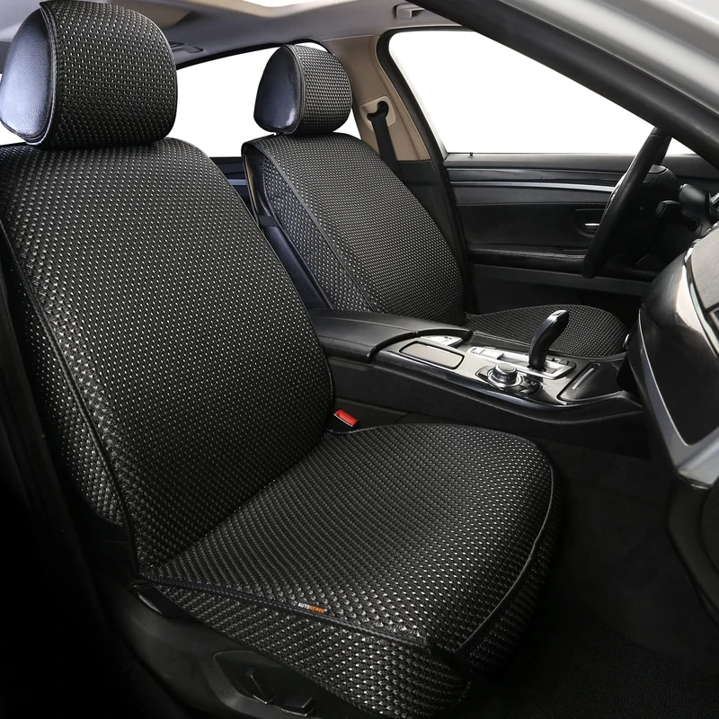 Auto Newer Luxury Breathable Car Seat Cover,Front Car Seat Protector, Fit Four Seasons of Universal Automotive Vehicle Cushion Cover, Compatible with 90% Cars,SUV,Trucks (Black,Front Seats)