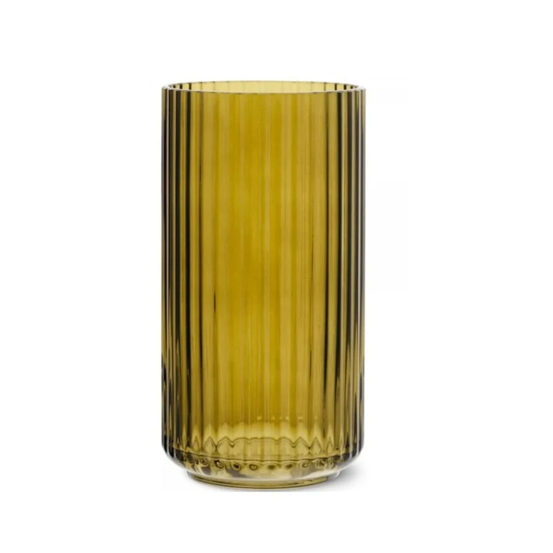 Lyngby 200571 Porcelain Glass Vase in Olive Green Mouth-Blown Dimensions: 10.5 cm x 10.5 cm x 20.5 cm