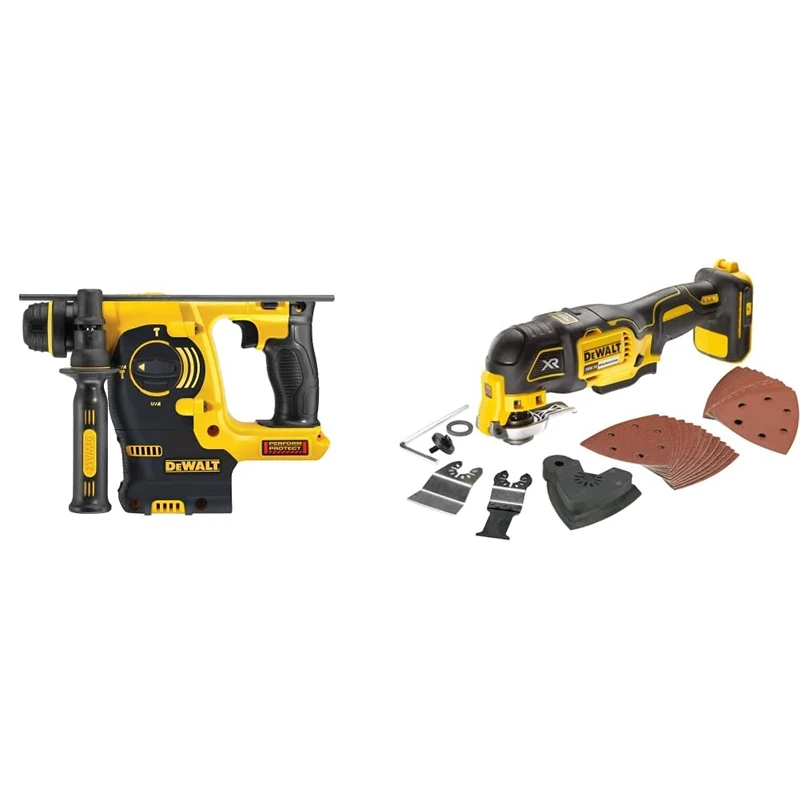 DeWalt DCH253N-XJ 18V XR Lithium-Ion SDS Plus Body Only Rotary Hammer Drill, Yellow/Black, 4.17 cm*13.07 cm*8.66 cm & DCS355N-XJ 18V Li-Ion Cordless Brushless Oscillating Multi-Tool