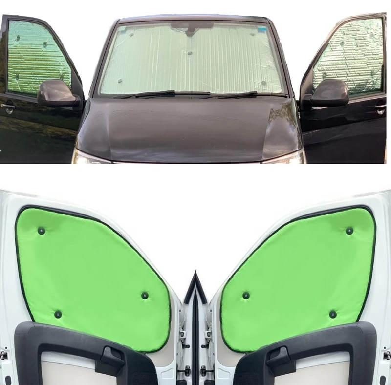 Thermal Blinds Compatible With Nissan Kubistar (First Generation) (Years 1995-2007) (Front Set) With Backing Colour in Lime, Reversible