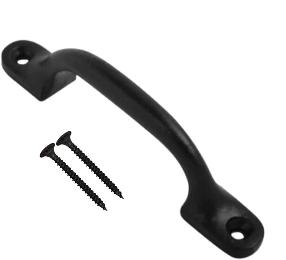 Black Door Bows Pull Handles 4 Inch Sliding Barn Door Handle Retro Bow Shaped Garden Gate Garage Shed Cabinets Door Grab Handles with Screws Pack of 1