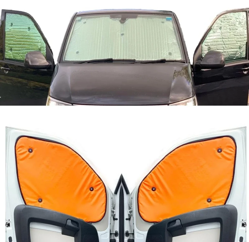 Window Blind Kit Compatible With Renault Trafic (Third Generation) (Years 2014-Date) (Full Set SWB With Tailgate) With Backing Colour in Flourescent Orange, Reversible